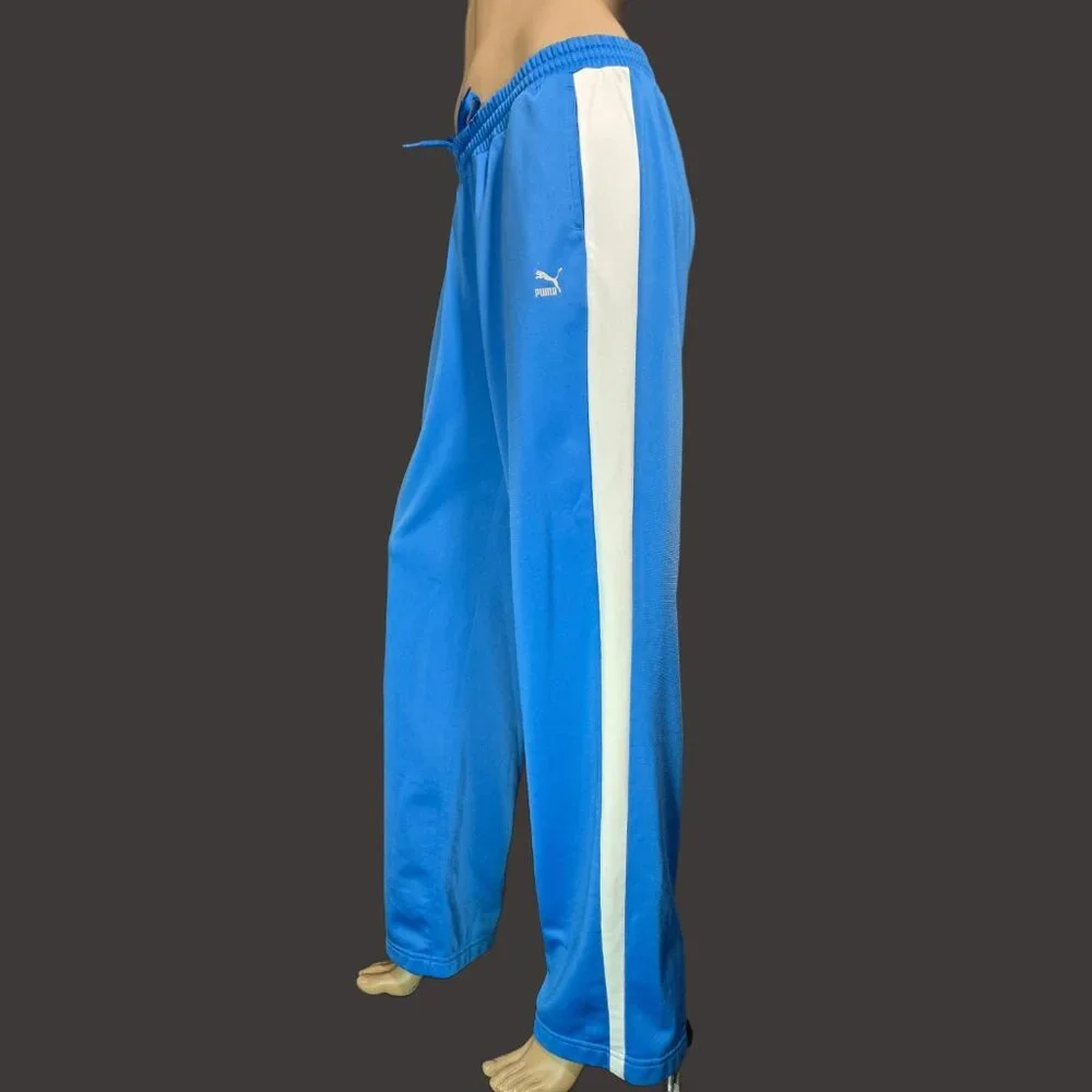 Y2K Puma Track Pants Womens XL Blue White Stripe 2000s Athleisure Activewear - Picture 7 of 12